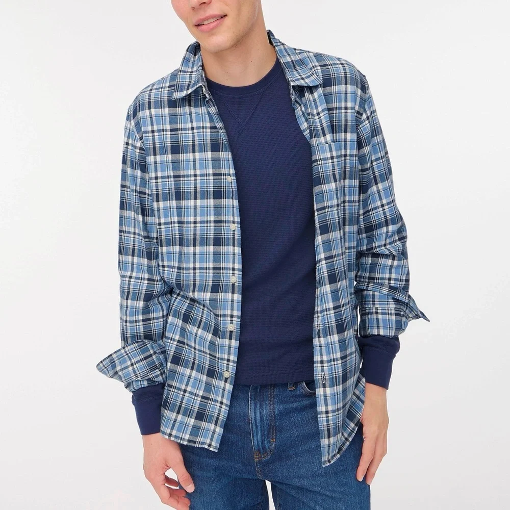 J. Crew Flannel Men’s Plaid 100% Cotton Button Down Shirt Long Sleeve Pocket